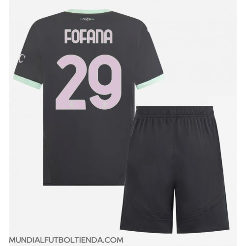 Camiseta AC Milan Youssouf Fofana #29 Tercera Equipación Replica 2024-25 para niños mangas cortas (+ Pantalones cortos)